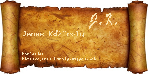 Jenes Károly névjegykártya